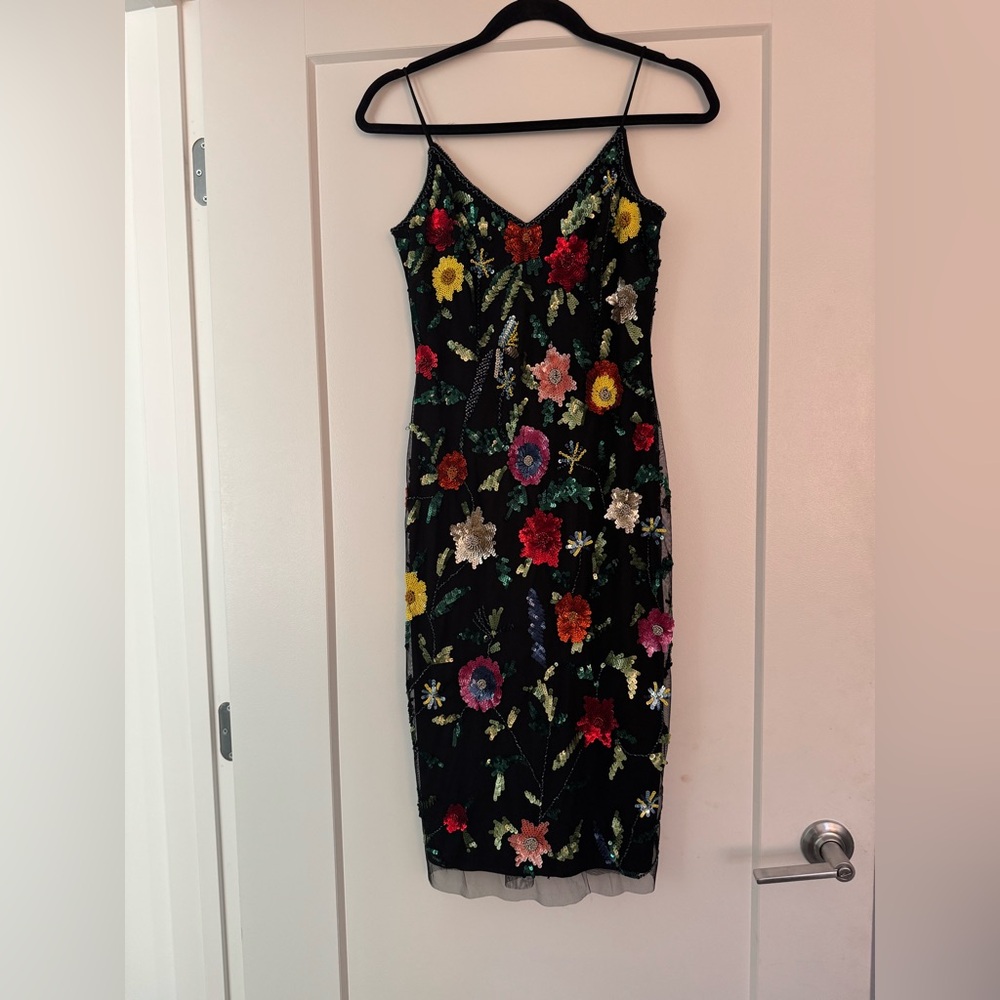 Gianni Binni slip embroidered dress, size 2, black